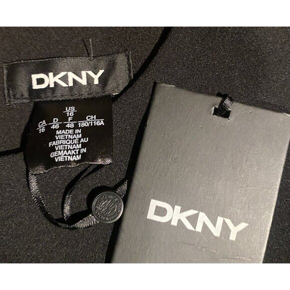 DKNY Knit Dress Womens 16 Combo Metallic Sleeve Stretch Career Professional - Picture 9 of 13